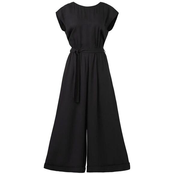 ELK Black Midi Wide Leg Cool Viscose Lightweight Draped‎ Jumpsuit US Sz 6/ EU 38 - Picture 2 of 15